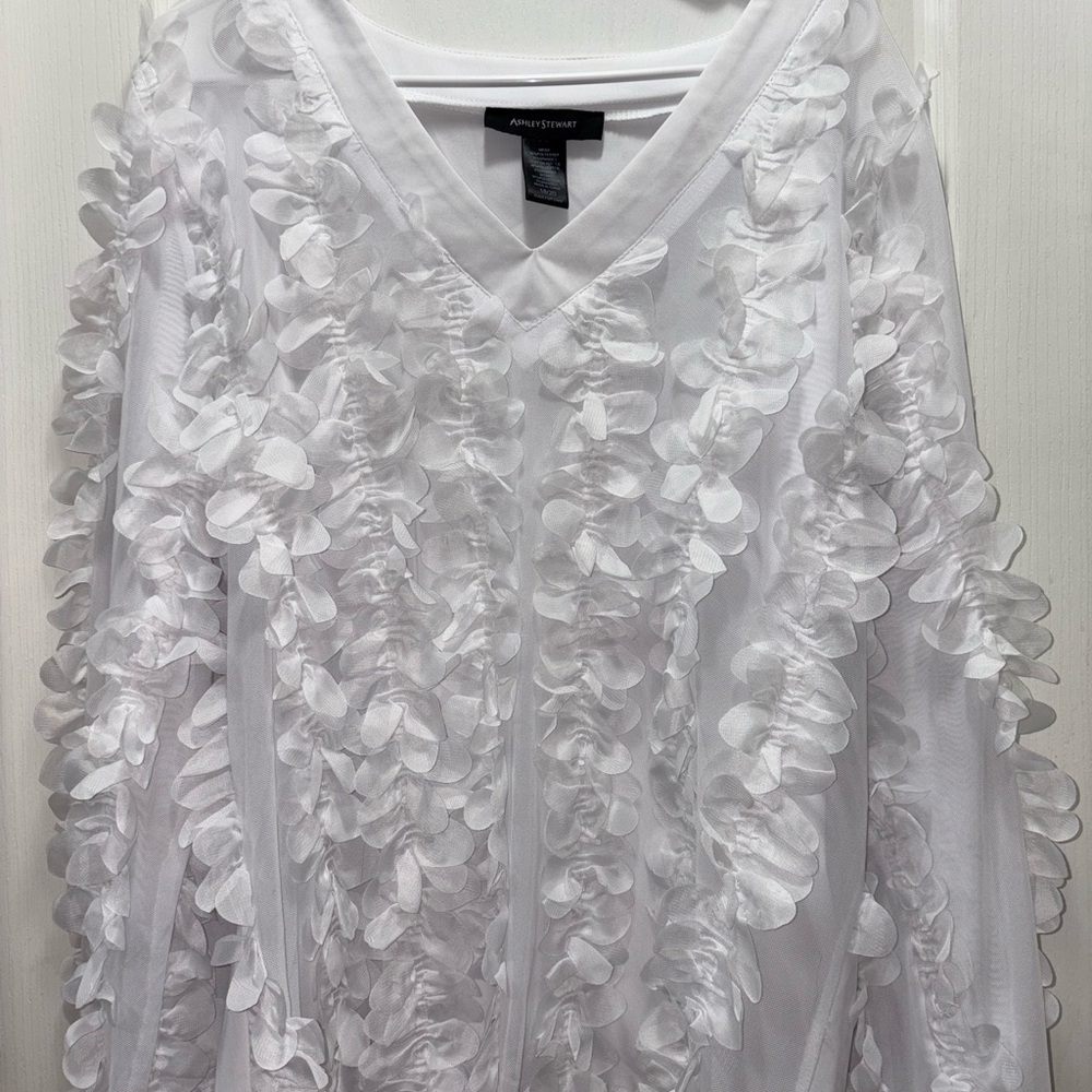 Ashley Stewart White V-Neck Top